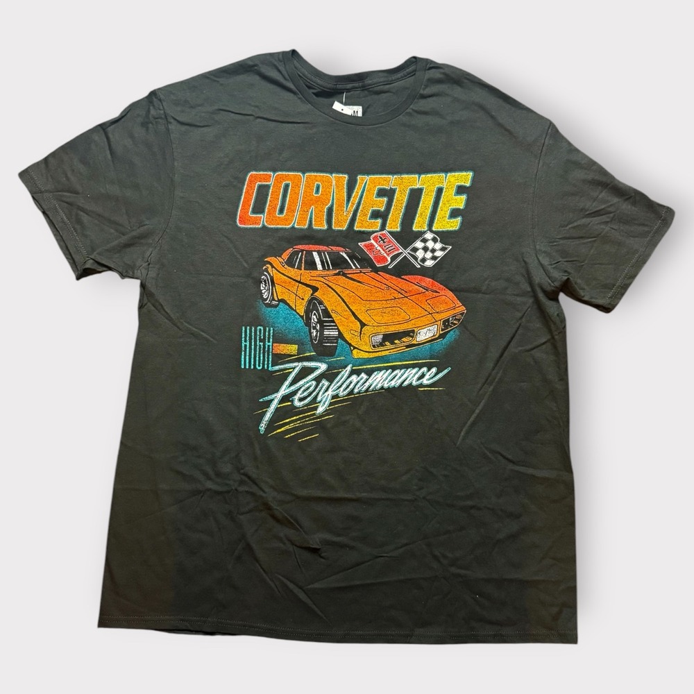 GM Corvette High Performance Graphic T-Shirt Mens XL Black Retro Car NWT